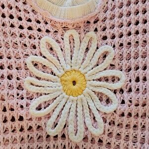 NWOT Pol Pink Crochet Daisy Sweater - Pink/White